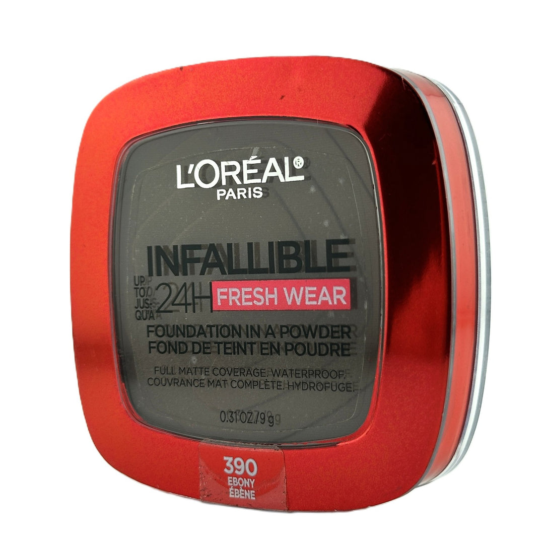 L'Oréal Paris Infallible Fresh Wear Foundation in a Powder – Shade 390 Ebony – 0.31 oz / 9 g