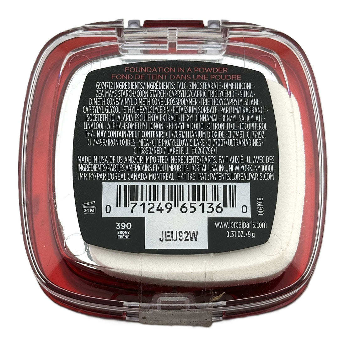 L'Oréal Paris Infallible Fresh Wear Foundation in a Powder – Shade 390 Ebony – 0.31 oz / 9 g