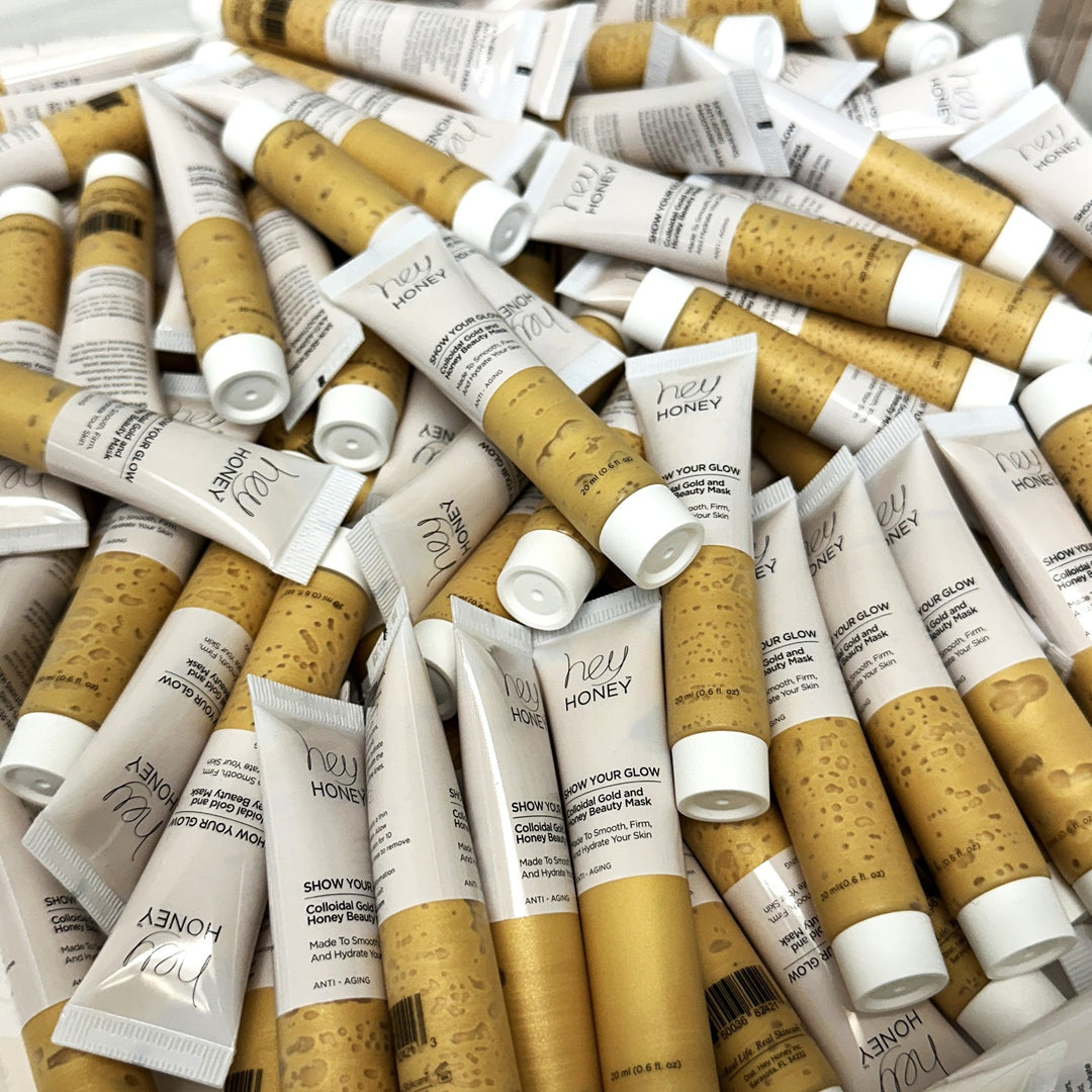 Hey Honey Show Your Glow Colloidal Gold & Honey Beauty Mask – 20 ml / 0.6 fl oz – Bulk Lot (99 pcs)