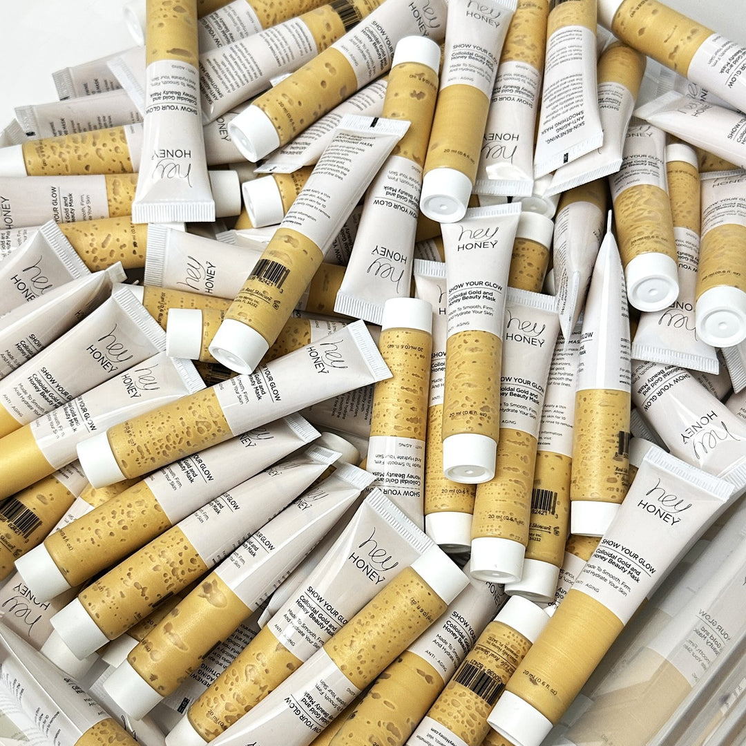 Hey Honey Show Your Glow Colloidal Gold & Honey Beauty Mask – 20 ml / 0.6 fl oz – Bulk Lot (99 pcs)