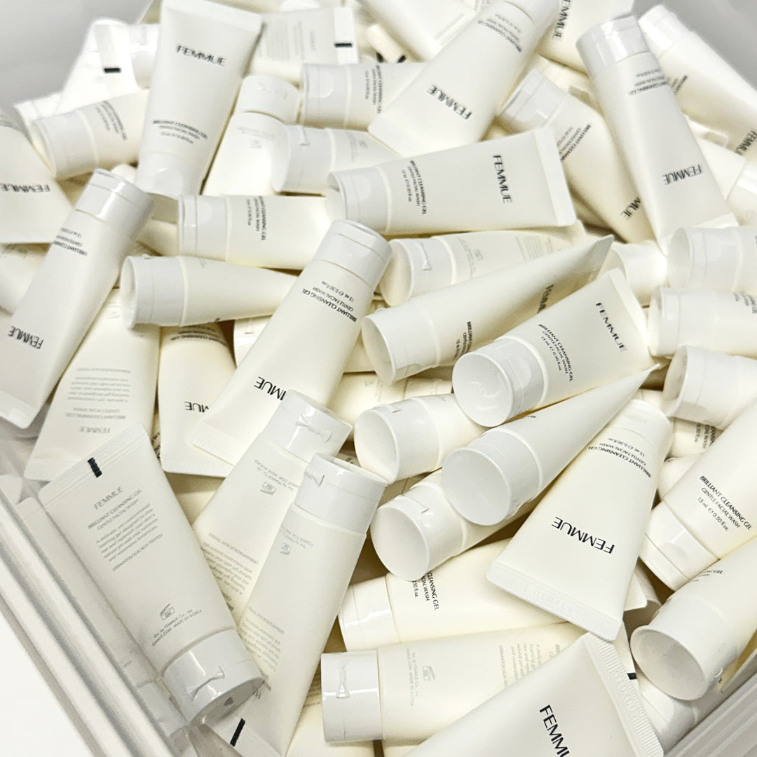 Femmue Brilliant Cleansing Gel – Gentle Facial Wash - 15 ml / 0.50 fl oz – Bulk Lot (105 pcs)