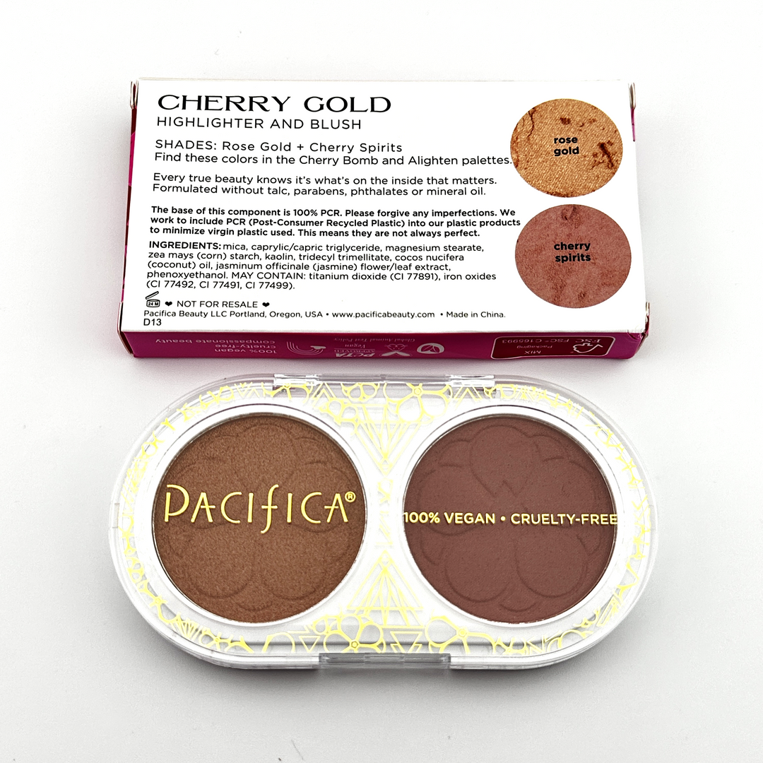 Pacifica Cherry Gold Highlighter & Blush - Rose Gold + Cherry Spirits - 8 g / 0.28 oz