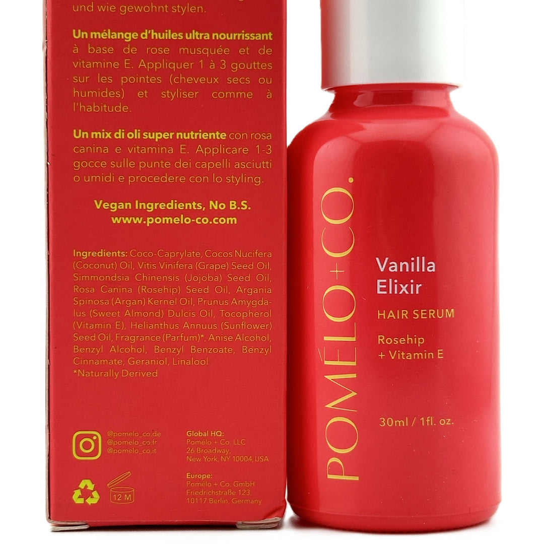 Pomelo + Co Vanilla Elixir Hair Serum with Vitamin E & Rosehip – 30 ml / 1 oz | Authentic Pomelo + Co Vanilla Elixir Hair Serum with Vitamin E & Rosehip – 30 ml / 1 oz | Authentic – Cosmetics | Glam Command