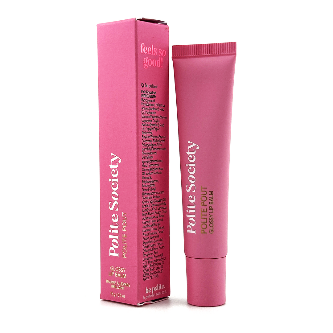Polite Society Polite Pout Glossy Lip Balm – Pink Grapefruit – 15g / 0.5oz