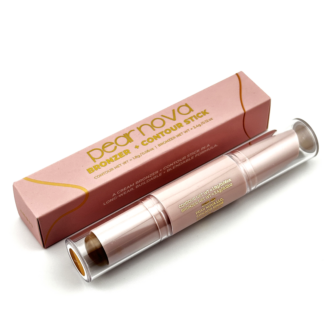 Pear Nova Light Bronzer + Contour Stick – 1.8 g / 0.06 oz (Contour) & 3.4 g / 0.12 oz (Bronzer)