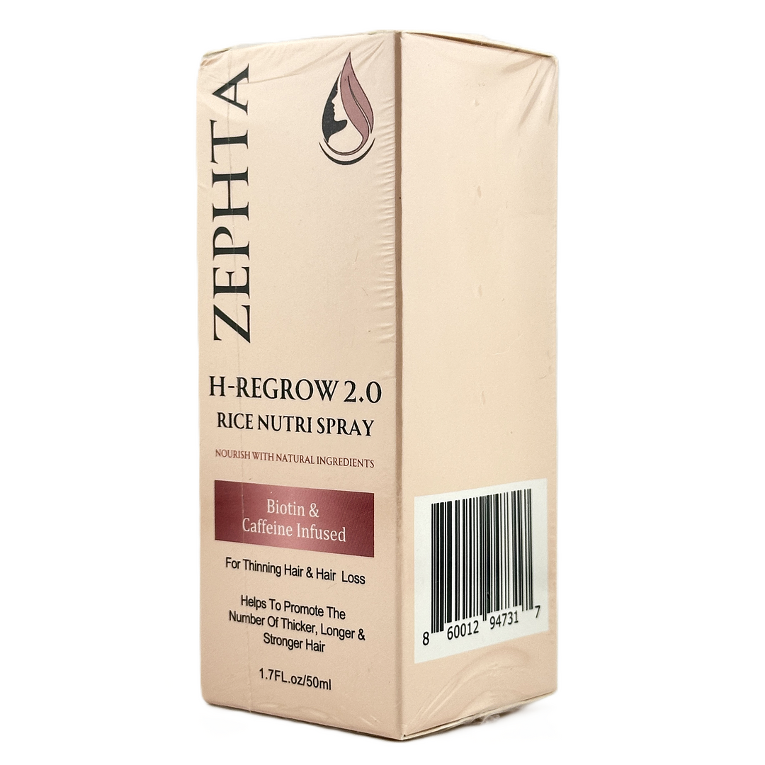 ZEPHTA H Regrow 2.0 Rice Nutri Spray – Biotin & Caffeine Infused – 1.7 FL oz / 50 ml