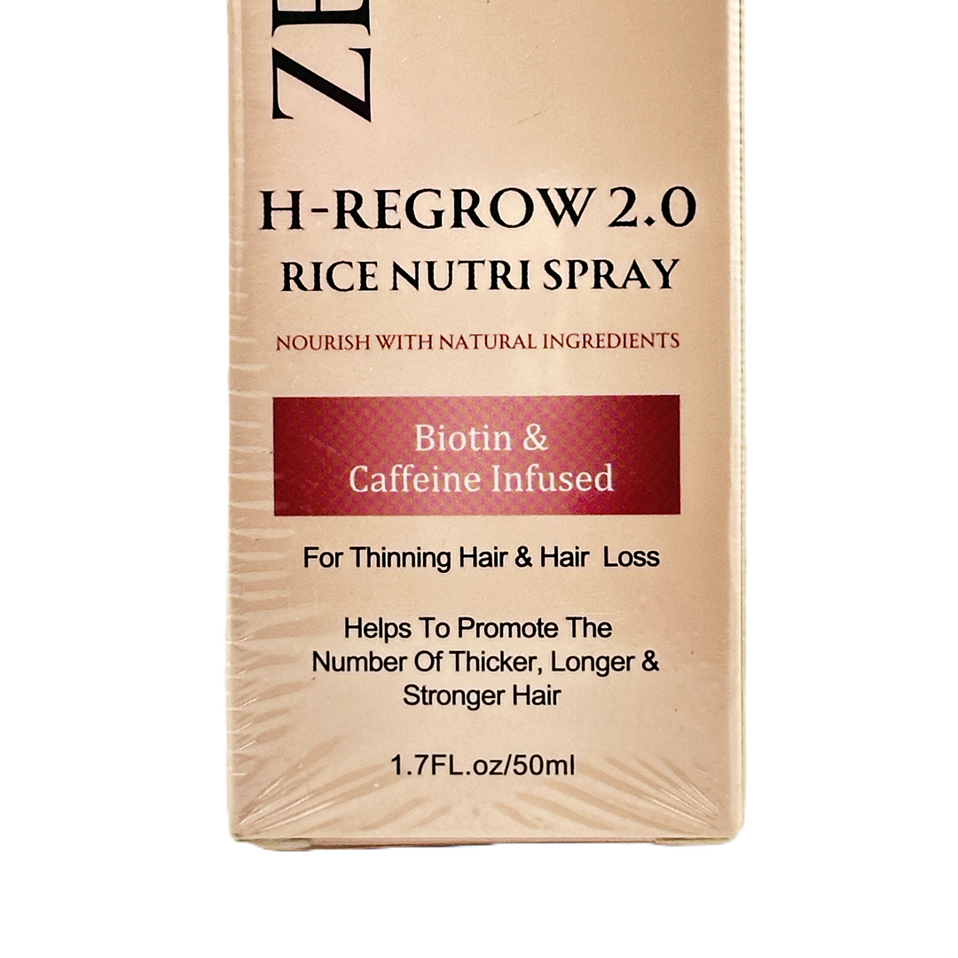 ZEPHTA H Regrow 2.0 Rice Nutri Spray – Biotin & Caffeine Infused – 1.7 FL oz / 50 ml