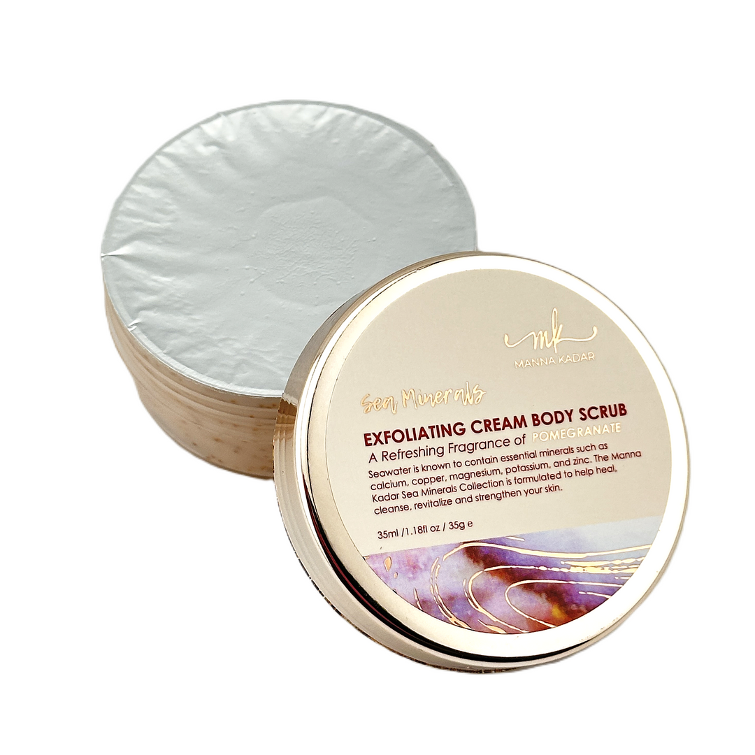 MANNA KADAR Sea Minerals Exfoliating Cream Body Scrub – Pomegranate – 35 mL / 1.18 FL oz