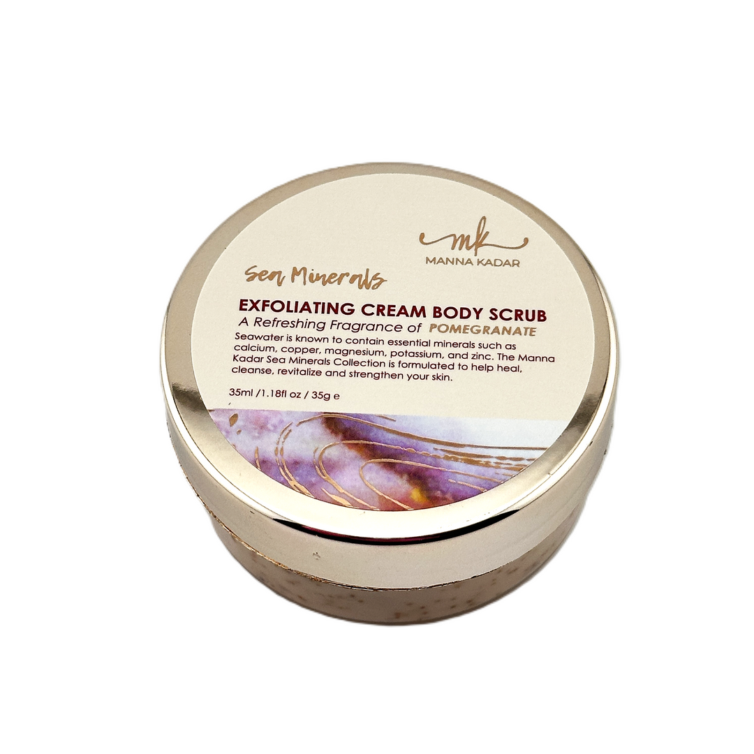 MANNA KADAR Sea Minerals Exfoliating Cream Body Scrub – Pomegranate – 35 mL / 1.18 FL oz
