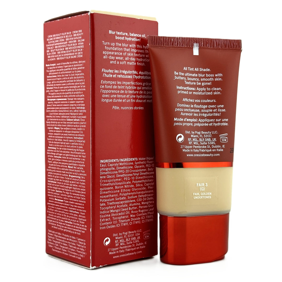 ONE/SIZE Turn Up The Base BBB Cream Beauty Blur Balm – Fair 3 (G) Golden Undertones – 30 ml / 1.0 fl oz