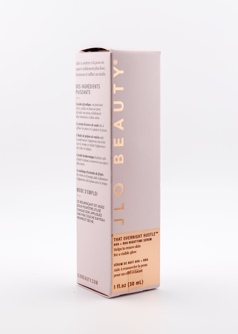 JLO BEAUTY THAT OVERNIGHT HUSTLE AHA + BHA NIGHTTIME SERUM Facial 1 fl oz / 30 mL