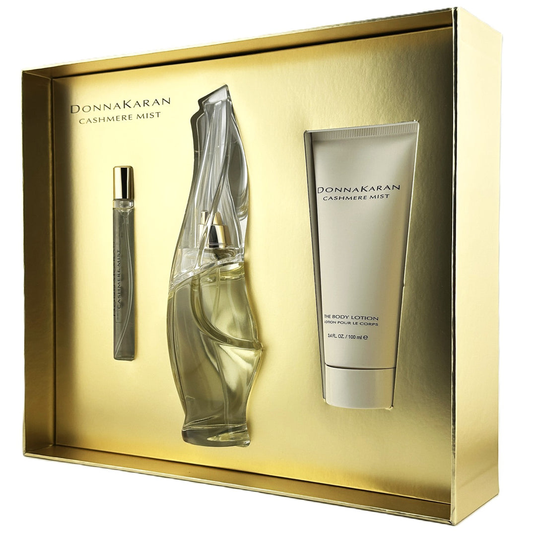 DONNA KARAN Cashmere Mist 3-Piece Set – EDP Spray 100 ml + Purse Spray 10 ml + Body Lotion 100 ml