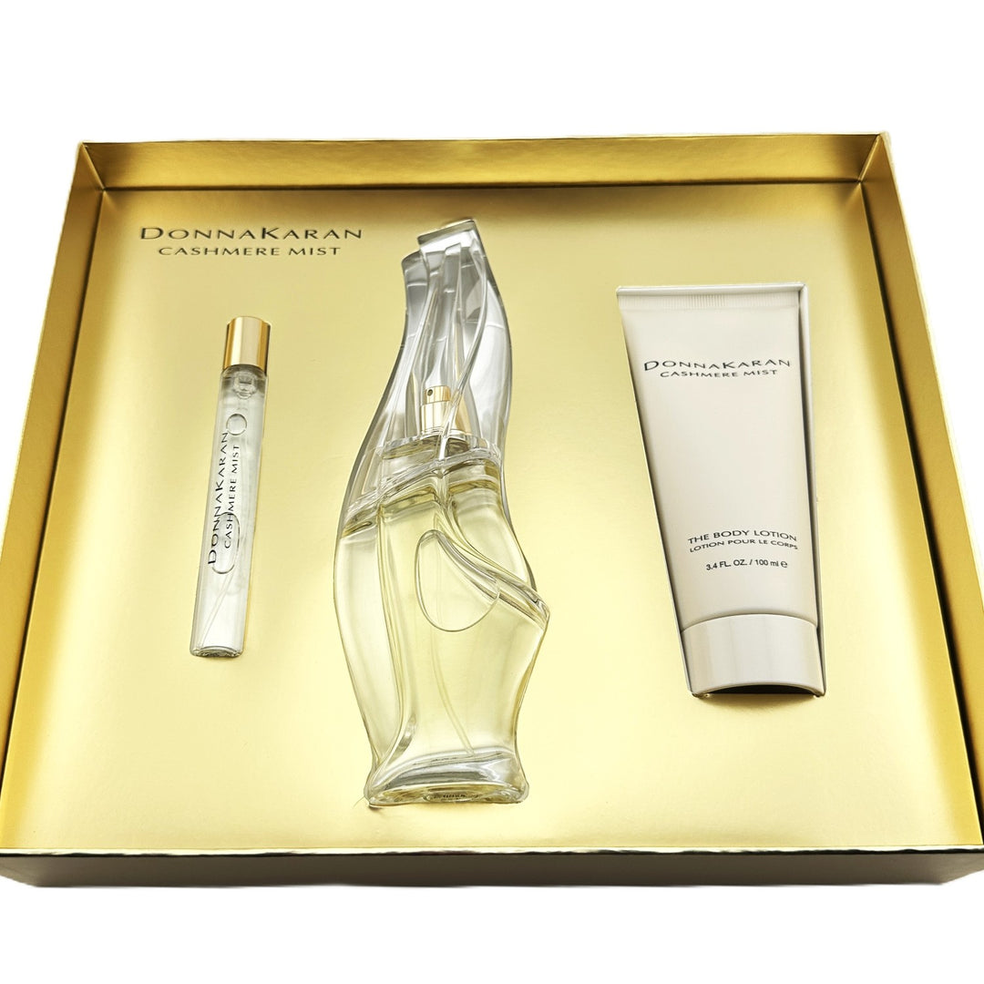 DONNA KARAN Cashmere Mist 3-Piece Set – EDP Spray 100 ml + Purse Spray 10 ml + Body Lotion 100 ml