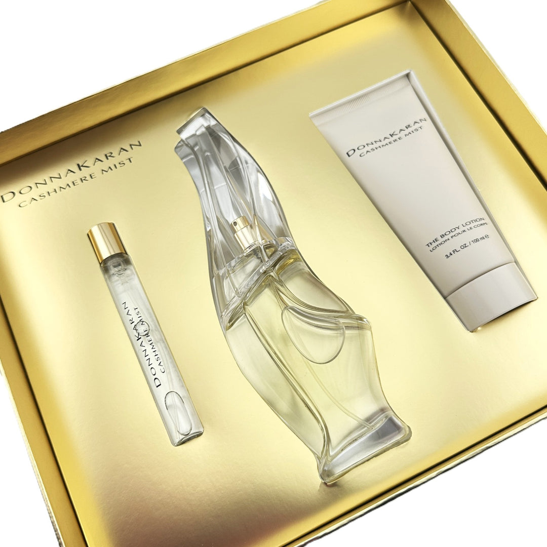 DONNA KARAN Cashmere Mist 3-Piece Set – EDP Spray 100 ml + Purse Spray 10 ml + Body Lotion 100 ml