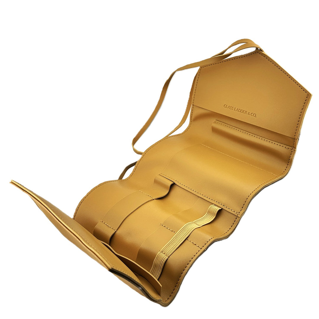 Glass Ladder Co Katherine Tech Organizer Roll - Honey - Vegan Leather