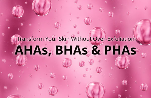 Molecules representing AHA BHA and PHA exfoliating acids in skincare routine