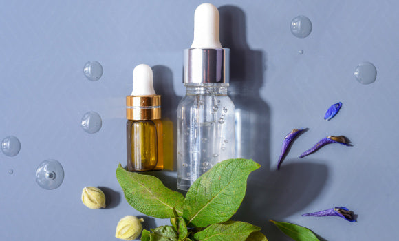 Transparent retinol serum texture dropper close-up