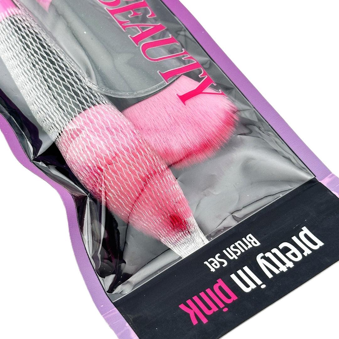 PINKY B BEAUTY Pretty in Pink Brush Set - Full Face Powder + Blush/Contour