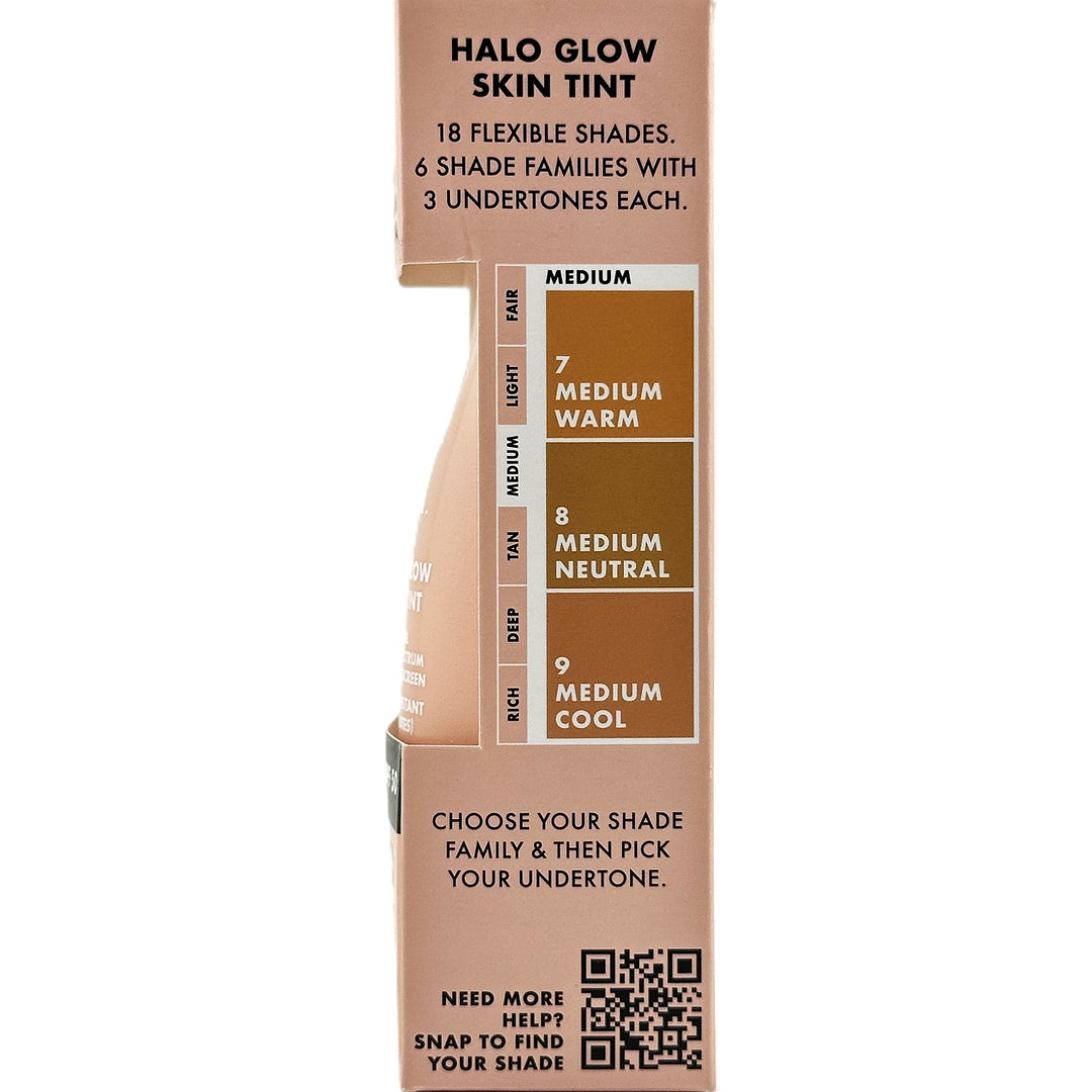 e.l.f. Halo Glow Skin Tint SPF 50 – Light Coverage, Dewy Finish – Shade 8 Medium Neutral – 30 ml / 1 fl oz