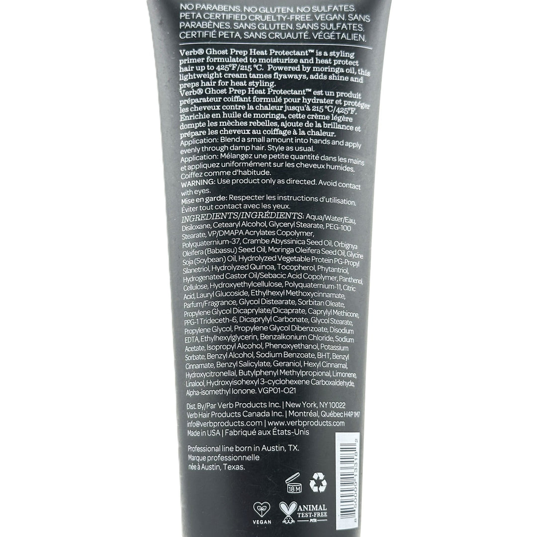 Verb Ghost Prep Hair Heat Protectant – 118ml / 4 fl oz | Sheer – Protective Layer – Cosmetics | Glam Command