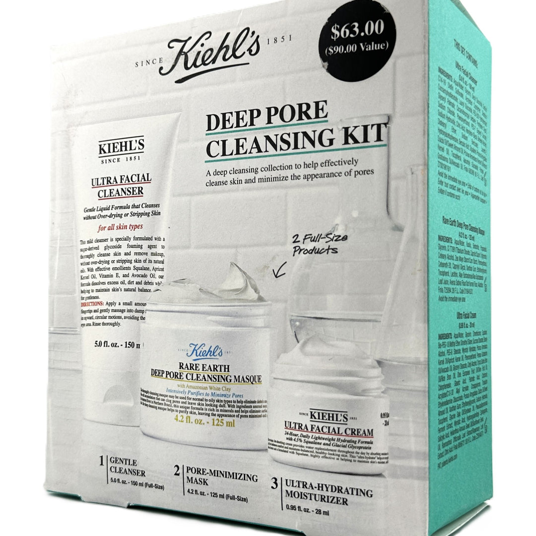Kiehl's Deep Pore Cleansing Kit – Ultra Facial Cleanser + Rare Earth Masque + Ultra Facial Cream | Authentic – Cosmetics | Glam Command