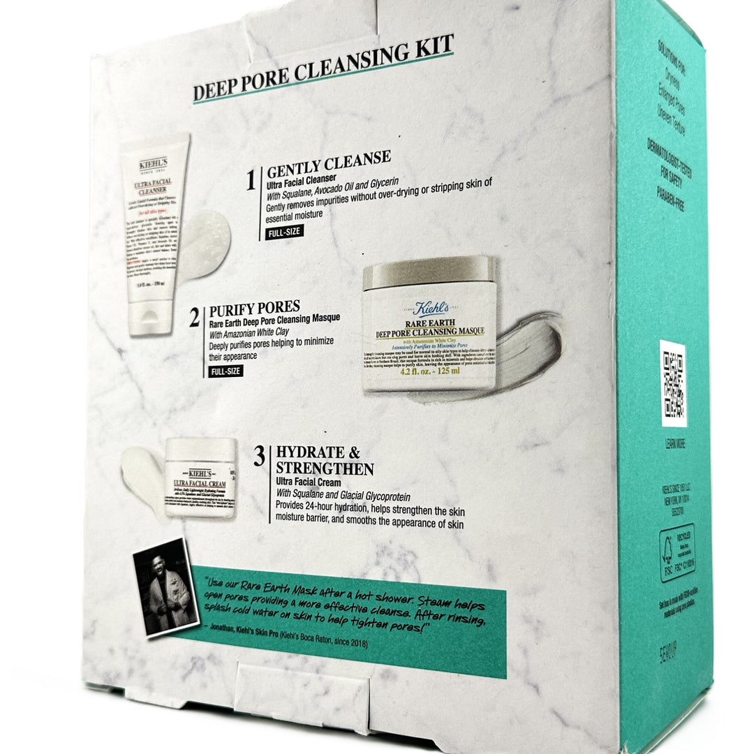 Kiehl's Deep Pore Cleansing Kit – Ultra Facial Cleanser + Rare Earth Masque + Ultra Facial Cream | Authentic – Cosmetics | Glam Command
