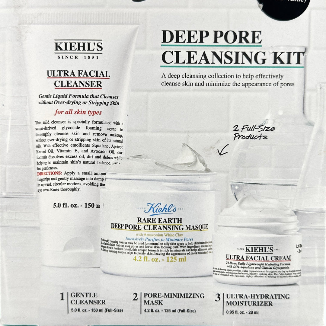 Kiehl's Deep Pore Cleansing Kit – Ultra Facial Cleanser + Rare Earth Masque + Ultra Facial Cream | Authentic – Cosmetics | Glam Command