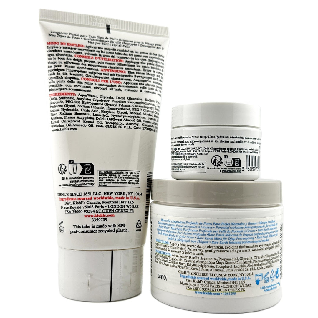 Kiehl's Deep Pore Cleansing Kit – Ultra Facial Cleanser + Rare Earth Masque + Ultra Facial Cream | Authentic – Cosmetics | Glam Command