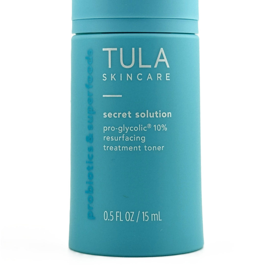 TULA SKINCARE Secret Solution Pro-Glycolic 10% Resurfacing Treatment Toner – 0.5 fl oz / 15 ml | Authentic – Cosmetics | Glam Command