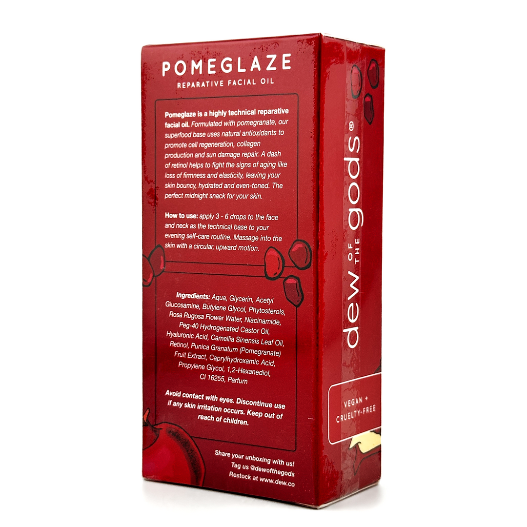 Dew of the Gods POMEGLAZE Pomegranate + Retinol Reparative Facial Oil – 30 mL / 1.01 fl oz – Cosmetics | Glam Command