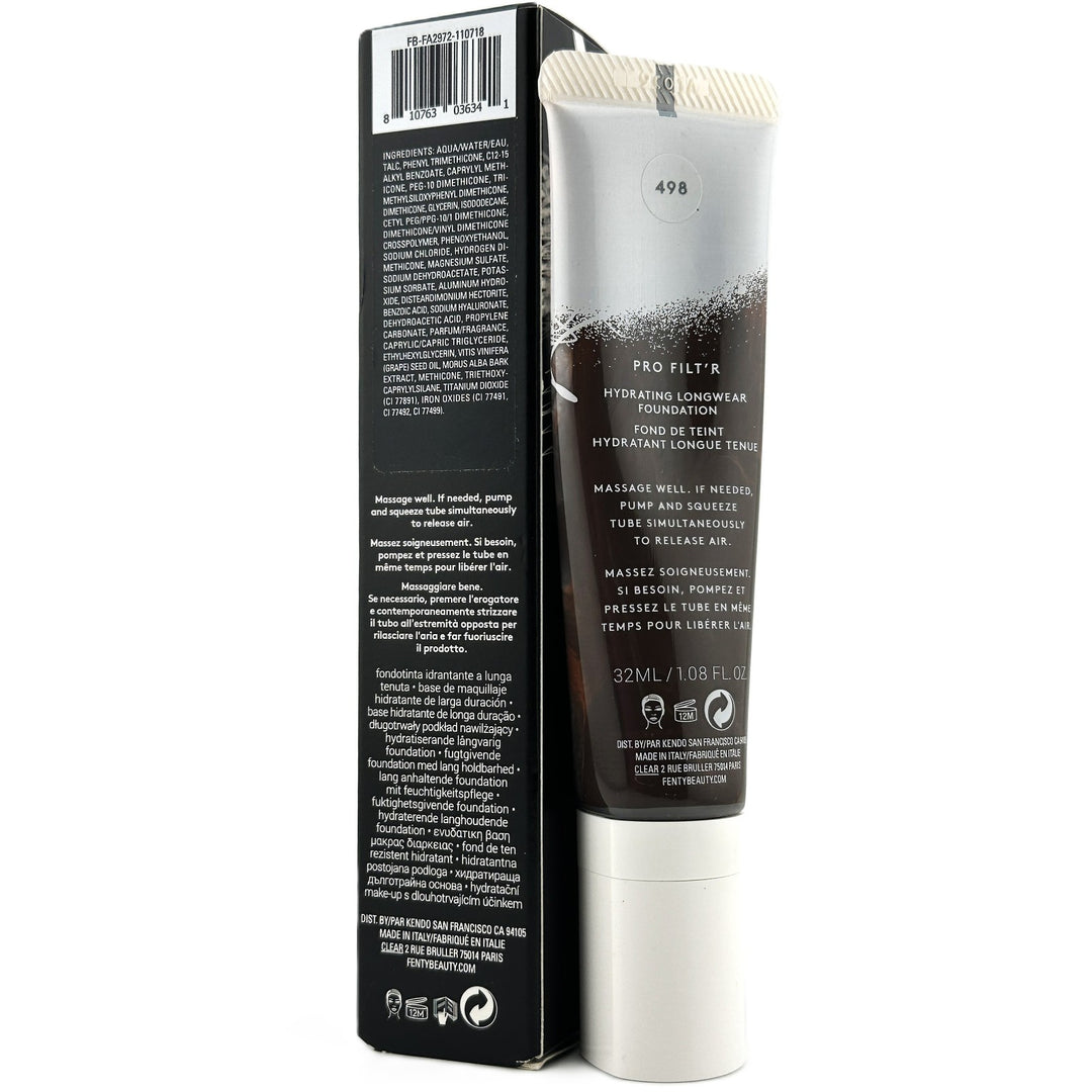 FENTY BEAUTY BY RIHANNA PRO FILT'R Hydrating Longwear Foundation - Shade 498 - 32 ml / 1.08 fl oz – Cosmetics | Glam Command